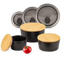 1 x RAW Customer Returns Moritz Moritz 3x storage containers with porcelain lids - 6x lids made of bamboo and plastic - black porcelain storage containers - for flour, coffee, cereal or bathroom utensils - RRP €30.24