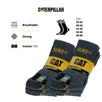 1 x RAW Customer Returns Caterpillar 6 Pairs Mid Calf Work Socks - Safety Shoes - Reinforced Heel Tip - in Cotton Sponge 43-46, 6 Gray Pairs  - RRP €19.8