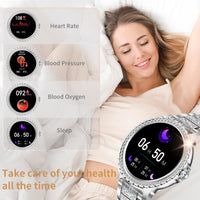 1 x RAW Customer Returns Smartwatch women with phone function Diamond, 1.32 women s watch with call function, menstrual cycle SpO2 heart rate monitor sleep monitor music control, 19 sports modes watch for Android iOS - RRP €59.99