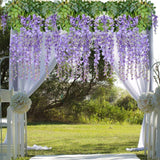 1 x RAW Customer Returns U Artlines 24 Piece Lot 110cm Artificial Silk Flower Fake Flowers Wisteria Vine Hanging Garland for Home Garden Party Wedding Decor Simulation Flower 24Piece Lot, 110cm, Purple  - RRP €35.09