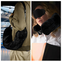 2 x RAW Customer Returns NQEUEPN Padded Travel Pillow, Soft Plush Padded Neck Pillow with Eye Mask and 2pcs Adjustable Straps Travel Essential for Going Out in the Car or Plane, Without Filling - RRP €37.34