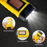 1 x Brand New Hand Crank Rechargeable Flashlight LED Flashlight, 2 Pack Solar LED Flashlight Crank Flashlight, Waterproof Torch Light Emergency Light Outdoor Portable Camping Lamps with Carabiner Hook Yellow  - RRP €14.63