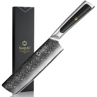 1 x RAW Customer Returns Sunnecko 7 inch Nakiri knife Damascus knife - kitchen knife Sharp knives made of Damascus steel Asian multi-purpose chef s knife for home and kitchen with ergonomic handle - RRP €67.99