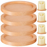 7 x Brand New Zonon 4 Pieces Round Beech Wood Candle Holders Rustic Candle Plate Coffee Table Tray Decorative 8.4cm Diameter Pillar Candle Holder Tray for Kitchen Home Centerpieces - RRP €159.6