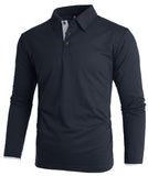 1 x RAW Customer Returns igeekwell Polo Men Long Sleeve Cotton Polo T-Shirt Casual Golf Tennis Poloshirt Work Regular Fit Shirt - RRP €24.0