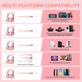 1 x RAW Customer Returns Somic Gaming Headphones with Mic, Cat Ear Headphones, Wired 3.5mm Earphone with Retractable Mic Noise Cancelling for Xbox One, PS5, PS4, PC, Pink - RRP €39.99