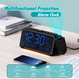 1 x RAW Customer Returns Projection Clock Radio for Bedroom, Type C USB Port, Dual Alarm Clock for Weekday Weekend, Projection Alarm Clock DST Dimmer Temperature Date Display Digital Alarm Clock for Bedside Office - RRP €28.99