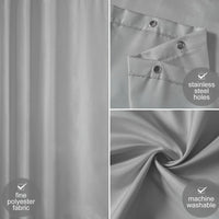 1 x RAW Customer Returns Furlinic extra length shower curtain for bathroom, bathroom curtain, anti-mold textile for bathtub and shower, curtain made of fabric, antibacterial, washable, with 12 shower rings, extra large, gray 200x220cm. - RRP €21.17