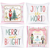 10 x Brand New Lanpn Set of 4 Nutcracker Christmas Cushion Cover 40x40 cm, Nutcracker Pillowcase Christmas Bed Decoration Pillow Cover 40 x 40 for Bedrooms Sofa Christmas Decoration Pink  - RRP €192.0