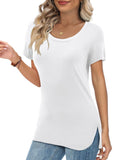 1 x RAW Customer Returns Beluring women s t-shirt round neck long shirt short sleeve tops shirt white XL - RRP €22.99