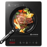 1 x RAW Customer Returns Aobosi induction hob 1 plate, induction hob with booster function, 20 power levels and temperature levels, compact size, 2000W portable induction hob, 10H timer, black - RRP €49.18