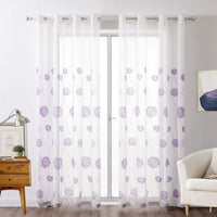 1 x RAW Customer Returns MIULEE Modern Living Room Curtains with Embroidery with Hydrangeas, Translucent Bedroom Curtains 2 Pieces with Eyelets, Decorative Curtains for Bedroom Windows 2X W 140 x L 245 cm, Purple Flowers  - RRP €32.71