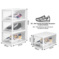 1 x RAW Customer Returns Yorbay shoe box, set of 3, stackable shoe organizer, plastic box with transparent door, reusable shoe storage, 37 x 26 x 20 cm, for shoes up to size 48, white - RRP €39.31