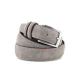 1 x RAW Customer Returns La Bottega del Calzolaio Men s belt in dove gray suede, handcrafted, made in Italy, 3.5 cm. 115 cm 46 48-48 50 EU  - RRP €29.9