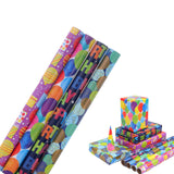 1 x RAW Customer Returns HBell Birthday Wrapping Paper Rolls, 4 Rolls of Happy Birthday Wrapping Paper, 43cm x 3m, Suitable for Birthdays, Baby Showers, Parties, Christmas Decorations - RRP €22.8