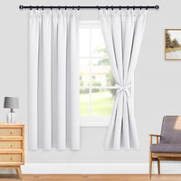 1 x RAW Customer Returns DWCN Bedroom Curtains for Rail System, Blackout Curtains with Curtain Ties, Ruffle Tape Curtains Short Blackout Curtains Dark Curtains Kitchen, 137x117cm HxW , Grey White, Set of 2 - RRP €27.99