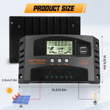 1 x RAW Customer Returns MPPT 100A solar charge controller 12V 24V solar controller, MPPT solar charge controller 100A with temperature sensor LCD display 2 USB ports, controller suitable for 12V 24V solar panel lead acid and lithium battery - RRP €38.8