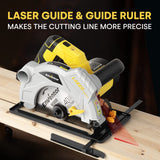 1 x RAW Customer Returns Circular saw, ENVENTOR 1500W hand-held circular saw with guide rail, saw blade 185mm, incl. 2x circular saw blade 24T 40T , max. cutting depth 65mm, 5500RPM, with laser guide, for wood, soft metal, PVC - RRP €69.99