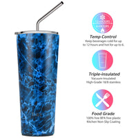 1 x RAW Customer Returns Stainless Steel Vacuum Insulated Tumbler - THILY 780ml Triple Insulated Travel Mug with Splash-Proof Lid for Iced Coffee and Hot Drinks, 2 Pack, Golden Marble Blue Marble - RRP €39.13