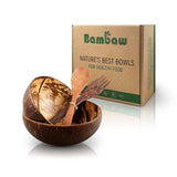 1 x RAW Customer Returns Bambaw Coconut Bowls and Wooden Cutlery Two upcycled coconut wood bowls Poke Bowl Buddha Bowl Coconut bowls Coconut bowl Vegan bowl Natural coconut bowl Coconut - RRP €12.05