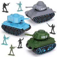 4 x Brand New JuanKidbo Military Tanks Toys, 3 Piece Push and Go Army Vehicle Toys and 36 Piece Army Man Toys, Gifts for 3 4 5 6 Year Old Boys - RRP €91.2