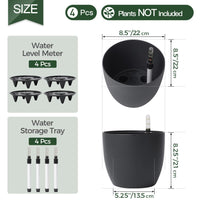 1 x RAW Customer Returns T4U 22cm Self-Watering Flower Pot with Water Indicator Black Set of 4, Self-Watering Water Storage Planter Planter for Indoor and Outdoor Use - RRP €43.09