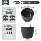 1 x RAW Customer Returns T4U 22cm Self-Watering Flower Pot with Water Indicator Black Set of 4, Self-Watering Water Storage Planter for Indoor and Outdoor Use - RRP €44.99