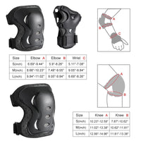 1 x RAW Customer Returns Children s Adults Knee Pads Set, 6 in 1 Protector Set with Knee Elbow Wrist Guards, Protective Equipment Adjustable Wrist Guards for Rollerblading Skating Skateboard Scooter Cycling BK S  - RRP €21.9