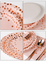 1 x RAW Customer Returns 141 pieces rose gold party tableware, paper plates children s birthday set, birthday party tableware, party accessories paper tableware set including tablecloth plates cups napkins -20 guests - RRP €27.6