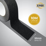 1 x RAW Customer Returns ERBI - Anti-slip adhesive tape 50mm x 10m black - waterproof for indoor and outdoor use - anti-slip strips for stairs, ladders, bathrooms - anti-slip strips, anti-slip tape - RRP €17.99