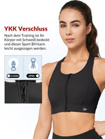 1 x Brand New Yvette Women s Sports Bra Strong Support with Front Closure Without Underwire Fitness Sports Bra, Black 629, XL - RRP €29.23