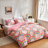 1 x RAW Customer Returns GETIYA Rainbow bed linen 135 x 200 microfibre bed linen girls women bed linen rainbow glowing in the dark single bed duvet cover pink bed linen with pillowcase 80 x 80 cm - RRP €26.2