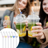 1 x RAW Customer Returns Glass straws, 6 pieces of transparent long glass straws, butterfly glass straws, reusable, shatter-proof glass straws with 2 cleaning brushes, curved glass straw for juices and smoothies - RRP €12.14