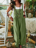 1 x RAW Customer Returns SotRong Women s Pocket Wide Leg Jumpsuit, Summer Boho Sleeveless Strap Jumpsuit, Green, XXL - RRP €25.12