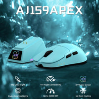 1 x RAW Customer Returns ATTACK SHARK Ajazz AJ159APEX PAW3950 Gaming Mouse, 42000 DPI, 8000Hz Wireless Polling Rate, RGB Magnetic Charging Dock with Color Display, 56g Superlight, 2.4G BT Wired Gaming Mouse, PC Mac, Blue - RRP €79.99