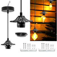 2 x Brand New Set of 2 DIY Pendant Light, E27 Ceiling Socket with Adjustable Cable 120cm, Black Metal Pendant Lamp, Interior Lighting Industrial Hanging Lamp, for Kitchen Bedroom Living Room - RRP €15.38