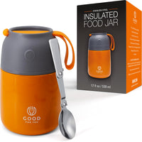 1 x RAW Customer Returns GOOD FOR YOU 530ml Thermos Double insulated metal thermal carafe for food, coffee, water, etc. Lunch box for baby, children, office, camping With spoon, orange color - RRP €23.99