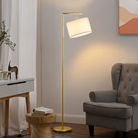 1 x RAW Customer Returns EDISHINE Living Room Floor Lamp with Beige Linen Lampshade with Adjustable Angle, E27 Socket, Bulbs Not Included, Metal Floor Lamp with Foot Switch - RRP €58.48