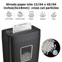 1 x RAW Customer Returns Bonsaii 8 Sheet Paper Shredder, Cross Cut, for Home and Small Office, with Credit Card Shredding Function, P4, 16 Liter Bin, Black C261-C  - RRP €37.3