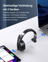 1 x RAW Customer Returns TECKNET Bluetooth Headset with Microphone USB Dongle, 70H PC Wireless Headset with AI Noise Cancelling Mic, Wireless Business Headphones for Office, Home Office, Call Center, Conference Calls - RRP €50.41