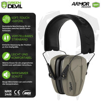 1 x RAW Customer Returns GREEN DEVIL Shooting Ear Protection Passive Noise Reduction Hearing Protection Ear Protection for Adults SNR28dB Sandy  - RRP €19.99