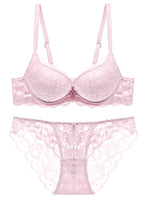 1 x RAW Customer Returns SHEKINI Push Up Bra Set, Women s Underwired Bra Set, Lace Bra and Briefs, Non-Removable Bra Panty Lingerie Underwear, Pink, Size S 34 75B  - RRP €26.5