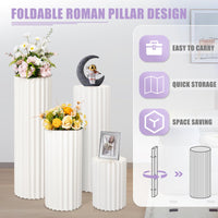 1 x RAW Customer Returns Nynelly Paper Columns Foldable Cylindrical Bases for Party Roman Columns Paper Columns for Birthday Party Decoration, 3 Pack, 15.7 H 23.6 H 31.5 H, White - RRP €95.78