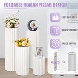 1 x RAW Customer Returns Nynelly Paper Columns Foldable Cylindrical Bases for Party Roman Columns Paper Columns for Birthday Party Decoration, 3 Pack, 15.7 H 23.6 H 31.5 H, White - RRP €95.78