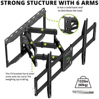 2 x RAW Customer Returns USX-MOUNT TV wall mount swiveling and tilting for 47-84 inch LED, LCD, Plasma TV with max.VESA 600x400mm, suspension with extendable ultra-strong double arm up to 60kg, TV bracket - RRP €120.98