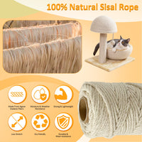 1 x Brand New Sisal Rope for Scratching Post, Cat Scratching Post Rope, 5mm x 50m Sisal Rope, Replacement Scratching Post Hemp Rope Cat Accessories Crafts Decorations Yellow  - RRP €18.0