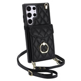 1 x RAW Customer Returns QLTYPRI Cell Phone Case for Samsung Galaxy S23 Ultra Case with Strap, Microfiber Leather Cell Phone Chain Case with Card Slot Ring Stand RFID Protective Case Leather Case Bag Case for Samsung S23 Ultra - Black - RRP €20.16