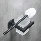 1 x RAW Customer Returns Toilet Brush and Holder Wall Toilet Brush with Holder, Black, 304 Stainless Steel and Frosted Glass for Bathroom - RRP €36.29