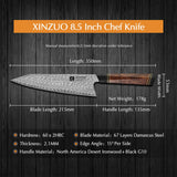 1 x RAW Customer Returns XINZUO Damascus steel 21.5cm chef s knife, hand-forged Kiritsuke chef s knife professional kitchen knife desert ironwood handle with black walnut sheath and acacia wood box - RRP €159.99