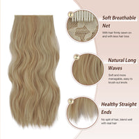 1 x RAW Customer Returns FESHFEN Clip in Extensions, 4PCS 50 cm Full Head Hair Extensions with Clips Synthetic Wavy Hair Extensions Dark Golden Mix Beige Blonde Wavy Hair Extensions Clip in Hairpiece for Women, 180g - RRP €24.54